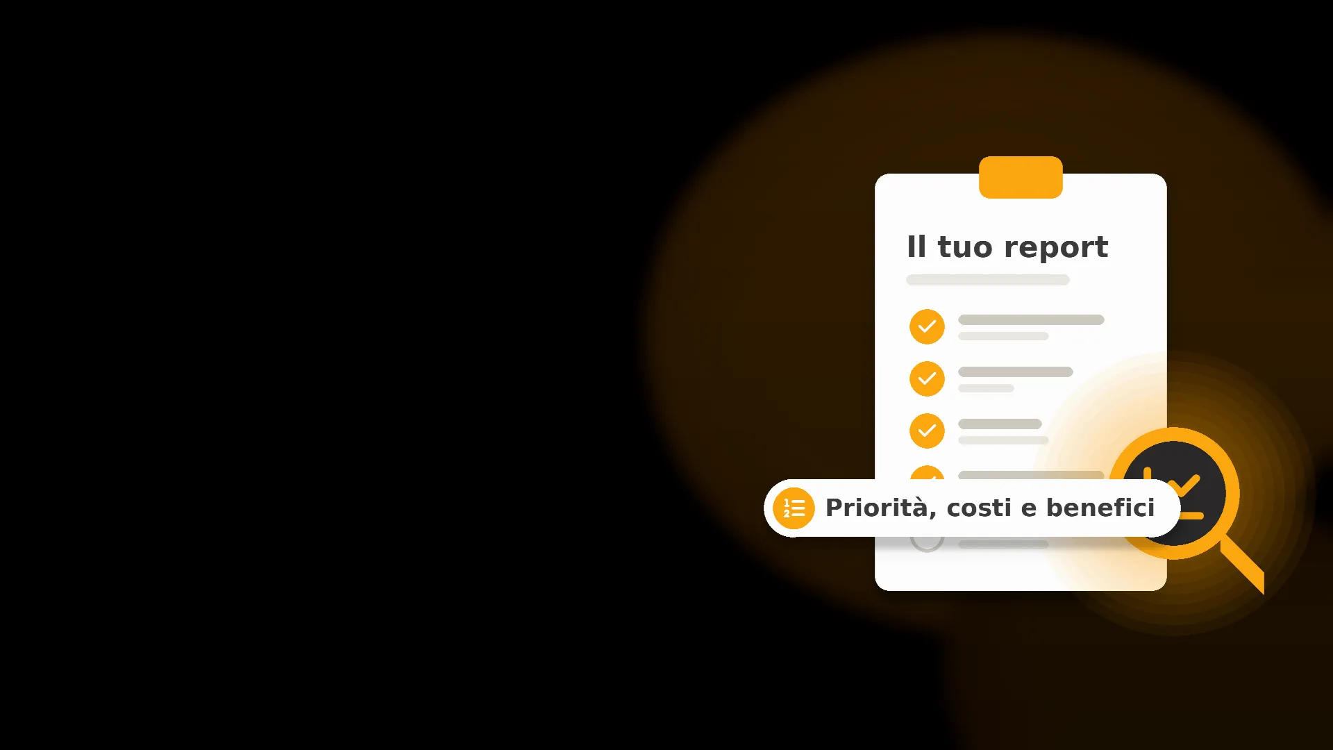 Illustrazione di un report di check-up con la lista di controllo e un grafico