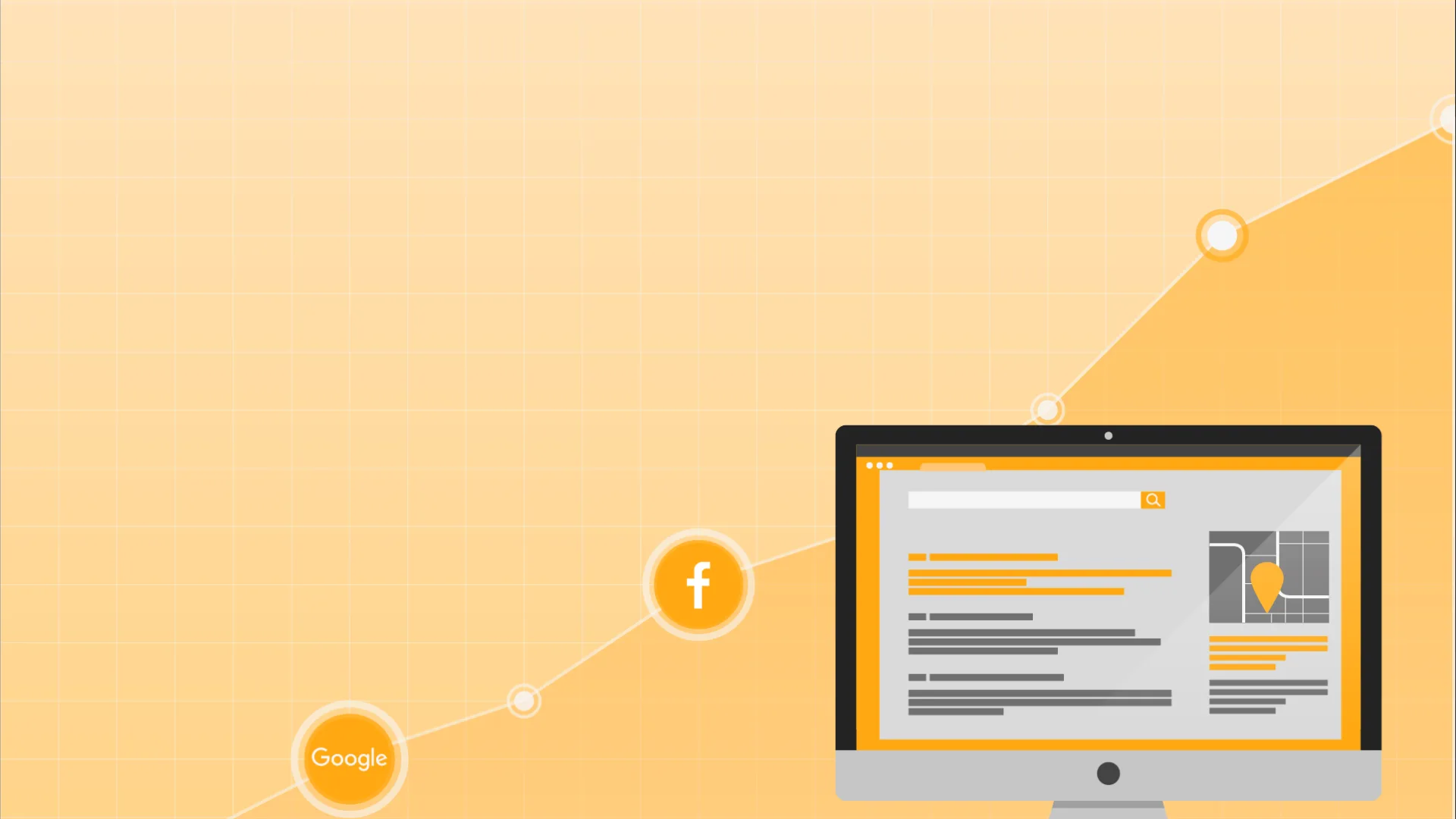 Illustrazione: la visibilità cresce con Google, Facebook e un sito ben fatto